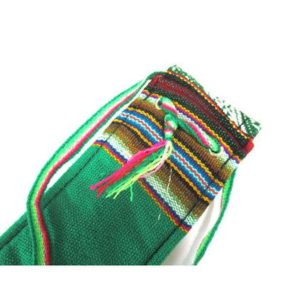 【QUENA SOFT CASE GREEN】民族楽器ケーナ用の布・ソフトケース アンデス織物のアワイヨ柄 グリーン ペルー製