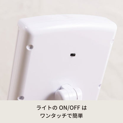 キレイミラー(ホワイト/白) LED/ライト付/2WAY/三面鏡/拡大鏡/卓上ミラー/手鏡/メイク/化粧/スタンド/折りたたみ/回転式/光る/完成品/NK-2710