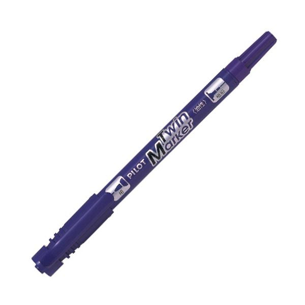 （まとめ） パイロット油性ツインマーカー 細字+極細 バイオレット MEF-12EU-V 1セット（10本） 【×2セット】