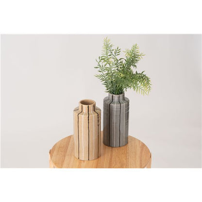 フラワーベース 花瓶 約幅10.5×奥行10.5×高さ22cm グレー 陶器 花器 リビング ダイニング インテリア雑貨 完成品