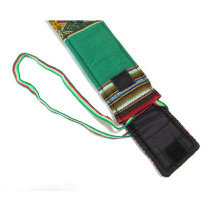 【QUENA SOFT CASE GREEN】民族楽器ケーナ用の布・ソフトケース アンデス織物のアワイヨ柄 グリーン ペルー製