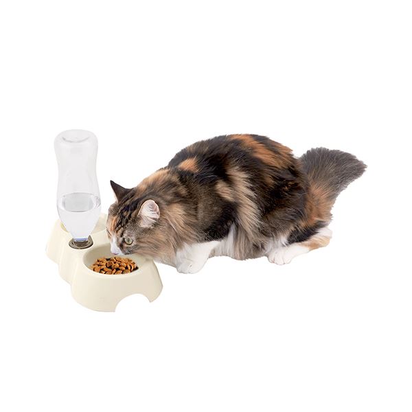 （まとめ）給水機能付きWディッシュ ホワイト【×3セット】 (犬猫用品/食器)【代引不可】