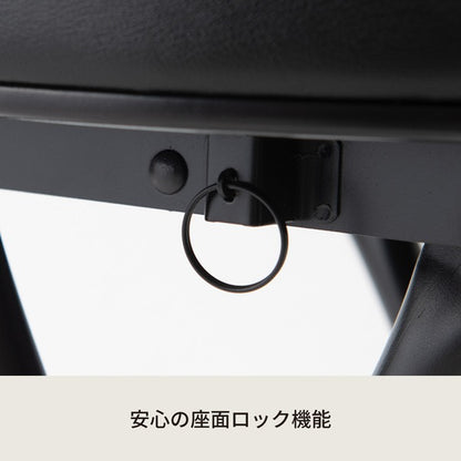ベーススツール(ブラック/黒) 折りたたみ椅子 カウンターチェア 合成皮革 スチール イス 丸イス コンパクト スリム キッチン クッション パイプイス 完成品 NK-023