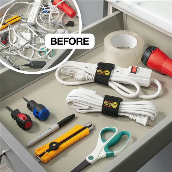Wrap-It ラップイット 配線コード収納ストラップ 9X1.5inch 5個入 BK 705-09B 工具 ツール DIY 作業工具