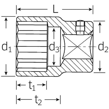 STAHLWILLE スタビレー 3/8SQ 十二角ソケット 7mm 全長24mm 面接触 45-7 工具 ツール DIY 作業工具