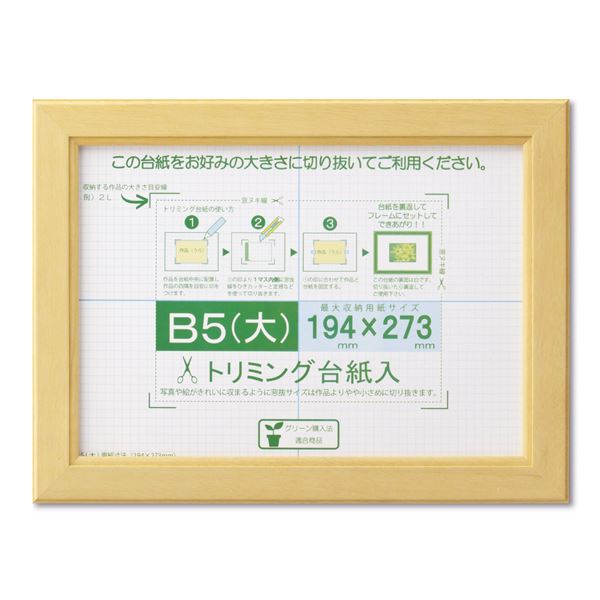 賞状額 絵画額 ポスター額 コピー用紙 トリミング用紙付き SP B5（大） 収納寸法：194×273mm ナチュラル 額 額縁 フレーム