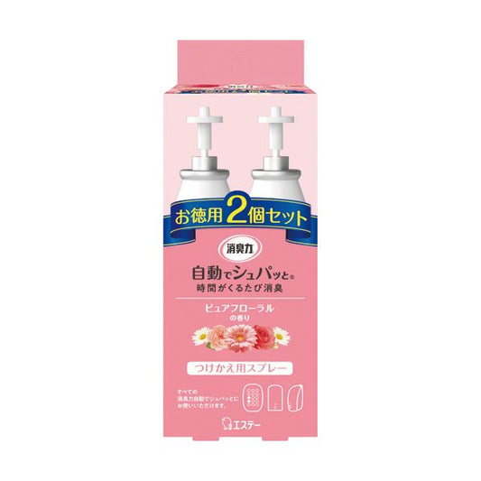 （まとめ） エステー 消臭力自動でシュパッと ピュアフローラルの香り つけかえ用 1パック（2個） 【×2セット】