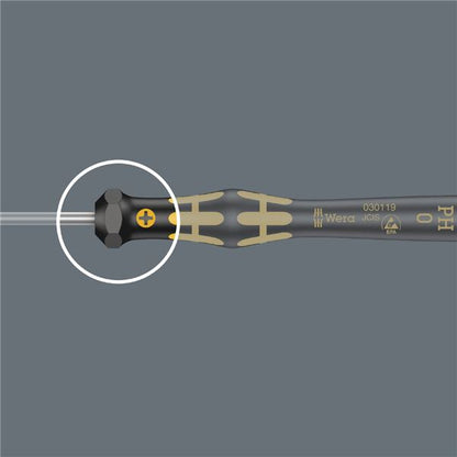 WERA ヴェラ ESD 静電気放電対策 Microstix 精密ドライバー 刃先サイズ0 軸長40mm 030083 工具 ツール DIY 作業工具 道具