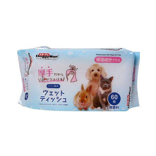（まとめ） ペット専用ウェットティッシュ 保湿成分プラス60枚 （ペット用品） 【×5セット】【代引不可】