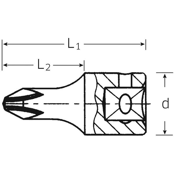 STAHLWILLE スタビレー 1/4SQ ポジドライバーソケット #2 全長28mm 44PZ-2 工具 ツール DIY 作業工具