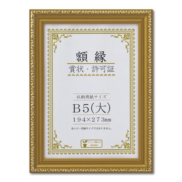 樹脂製 金色賞状額 金消 R 箱入 B5 大） 収納寸法：194×273mm 賞状 額 表彰状 卒業証書 免許書 許可証 額縁 フレーム
