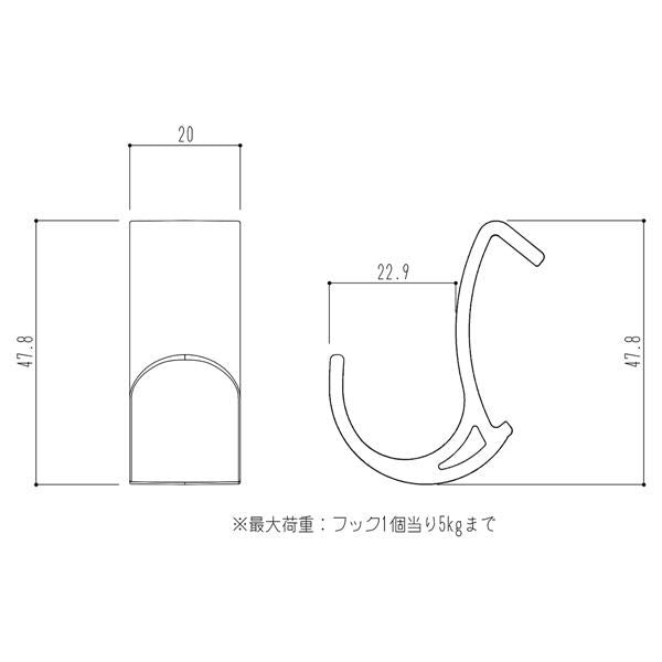 コートハンガーレール 専用フック 【グリーン×10セット】 耐荷重5kg 強化ナイロン製 〔DIY 業務用 工事〕