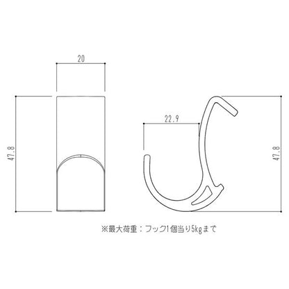コートハンガーレール 専用フック 【グリーン×10セット】 耐荷重5kg 強化ナイロン製 〔DIY 業務用 工事〕