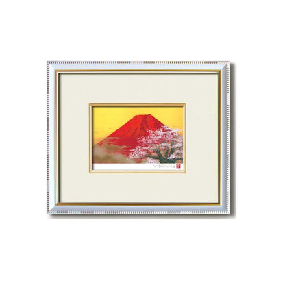絵画額 白フレームセット 壁掛け用 吉岡浩太郎 「赤富士桜」 280×229×18mm 日本製