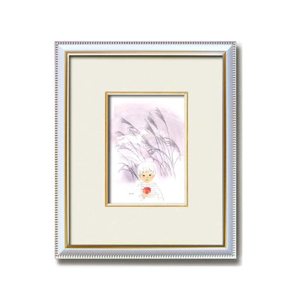 ちひろ額装 壁掛け額 白いフレーム いわさきちひろ 絵画額 白い馬とりんごを持つ少年 額 額縁 フレーム