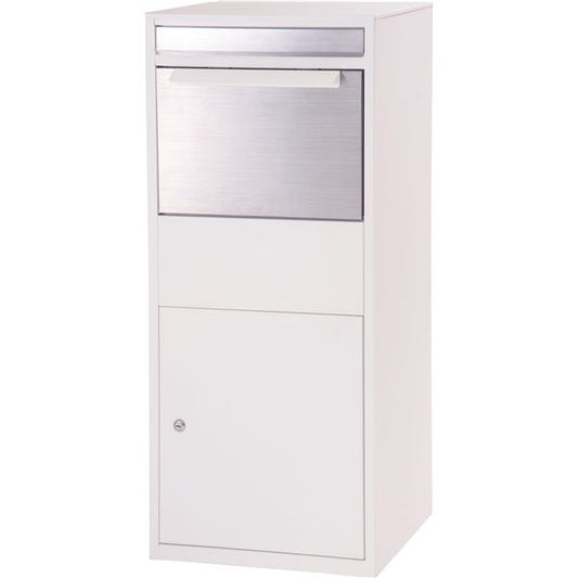 宅配ボックス 約幅46.5×奥行37.5×高さ102.5cm ホワイト 鍵付き デリバリーボックス 完成品 郵便物 宅配物 荷物 玄関