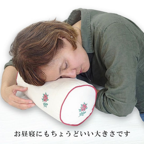 ボルスタークッション/腰枕 【15R×30cm グリーン】 洗えるカバー 『オロペサ』