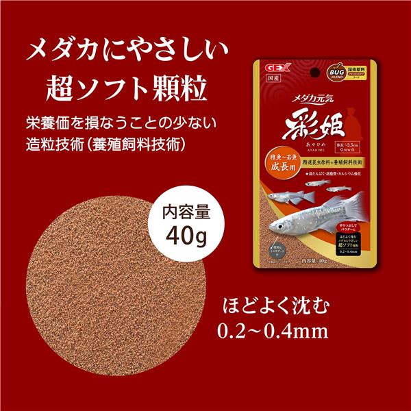 (まとめ）メダカ元気 彩姫 成長用 40g【×5セット】（ペット用品）【代引不可】