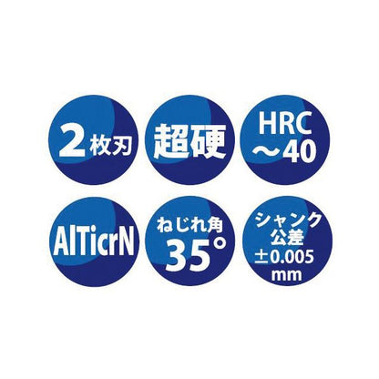 PROCHI PRV-T06M2 超硬 スクエアエンドミル 6mm 2枚刃 Vシリーズ 工具 ツール DIY 作業工具 道具