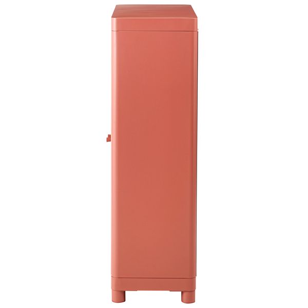 チェスト 約W75×D33×H110.5cm コーラルピンク 可動棚 スチール 収納家具 リビング家具 インテリア家具 ディスプレイ家具