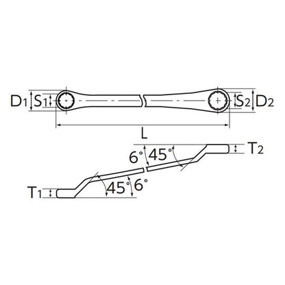 KTC 京都機械工具 45゜X6゜ロング メガネレンチ 10X14mm M5-1014 レンチ 工具 ツール DIY 作業工具