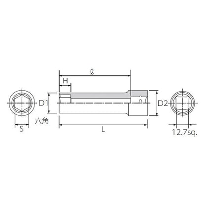 KTC 京都機械工具 12.7SQ ディープソケット 6角 27mm B4L-27 ソケット 工具 ツール DIY 作業工具