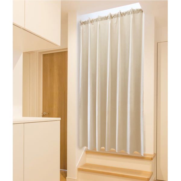 カフェカーテン 約幅60×丈110cm×1枚 ベージュ 洗える 綿100％ UVカット 保温 断熱 省エネ効果 タック カーテン 小窓コトン