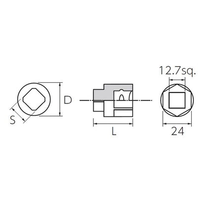 KTC 京都機械工具 12.7SQ ドレンプラグソケット 10.5 AC301-10 ソケット 工具 ツール DIY 作業工具