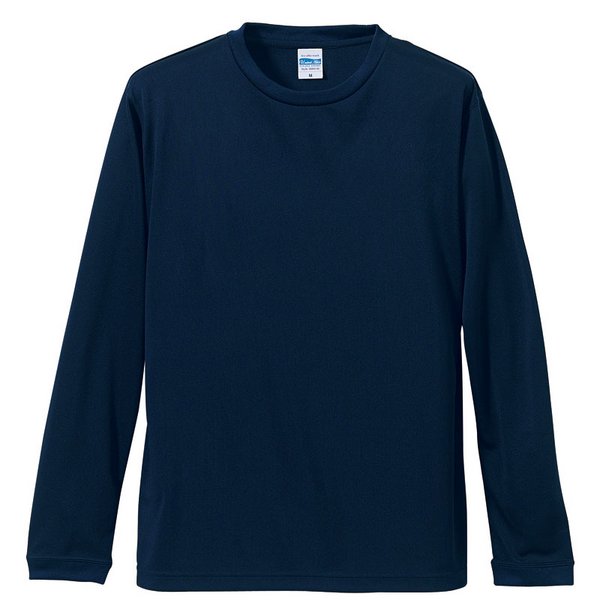 ロングスリーブ Tシャツ XL ネイビー UVカット 吸汗 速乾 シルキータッチ 袖リブ仕様 長袖 tシャツ ティーシャツ ロンT