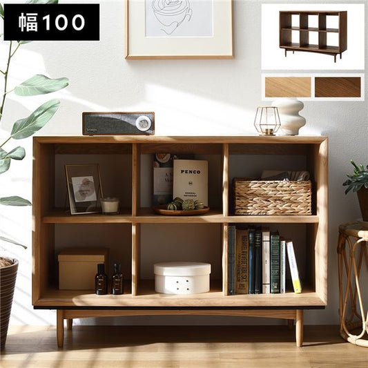 オープン シェルフ 約幅100×奥行34×高さ72cm ナチュラル 木製 天然木 スチール インテリア家具 収納家具 組立品