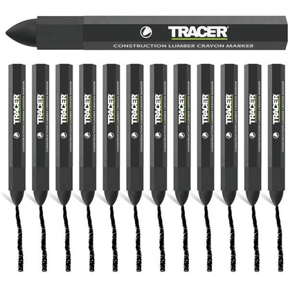 TRACER トレーサー 12本入 建設用ランバークレヨン ブラック 木材・金属・ガラス対応 マーキング用 ACM1