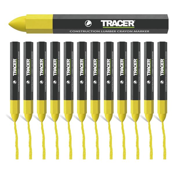 TRACER トレーサー 12本入 建設用ランバークレヨン イエロー 木材・金属・ガラス対応 マーキング用 ACM3