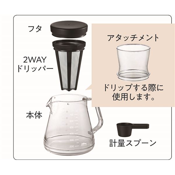 コーヒーサーバー ストロン 750 【850ml 2Wayドリッパーセット ブラック】 日本製 透明 〔キッチン 台所 店舗 飲食店 カフェ〕