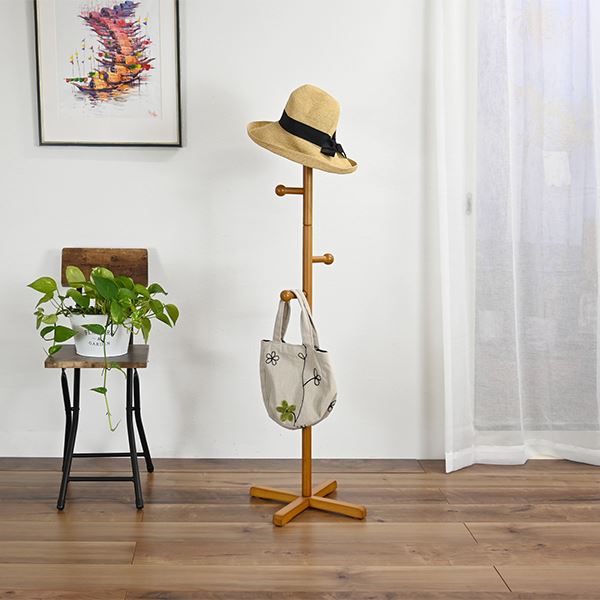ポールハンガー 約幅37cm ブラウン 天然木 コートハンガー インテリア家具 収納家具 寝室家具 組立品