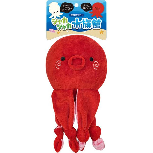 （まとめ） シャカシャカ水族館 タコ （ペット用品・犬用） 【×2セット】【代引不可】