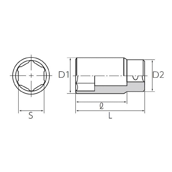 KTC 京都機械工具 9.5SQ オイルプレッシャソケット 27mm B20-27HD ソケット 工具 ツール DIY 作業工具