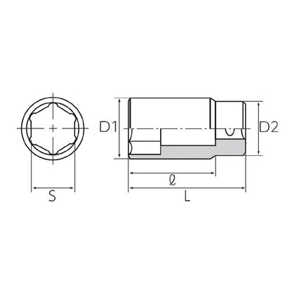 KTC 京都機械工具 9.5SQ オイルプレッシャソケット 27mm B20-27HD ソケット 工具 ツール DIY 作業工具