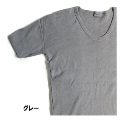 東ドイツ軍 Uネック Tシャツ グレー 5 L レプリカ 綿混 吸水性 半袖 ティーシャツ ミリタリーウェア 軍モノ