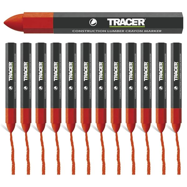 TRACER トレーサー 12本入 建設用ランバークレヨン レッド 木材・金属・ガラス対応 マーキング用 ACM2