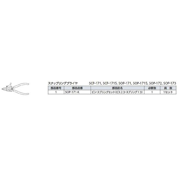 KTC 京都機械工具 平型スナップリングプライヤー軸用 SOP-173 プライヤー 工具 ツール DIY 作業工具