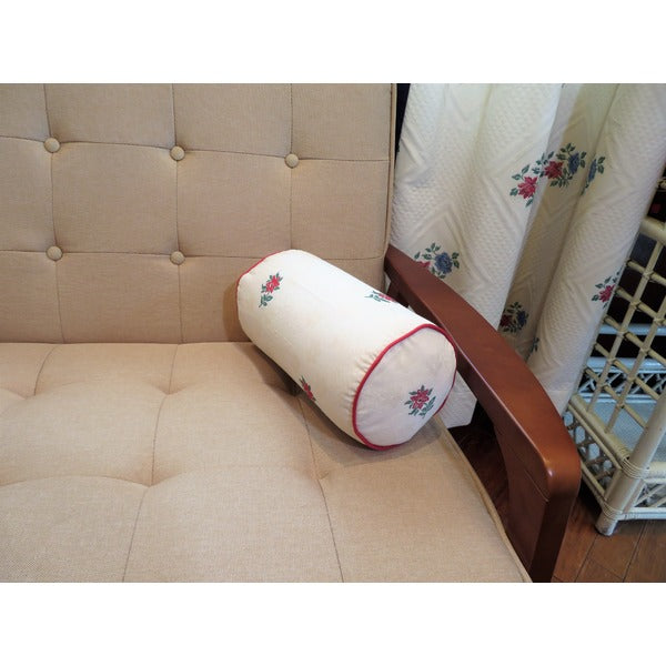ボルスタークッション/腰枕 【15R×30cm レッド】 洗えるカバー 『オロペサ』