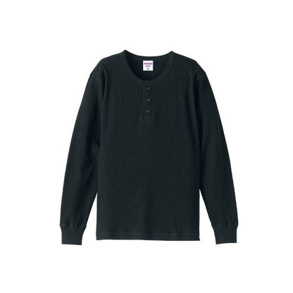 ワッフル ヘンリーネック ロングスリーブ Tシャツ M ホワイト 綿100％ 保温性抜群 Tシャツ ティーシャツ ティシャツ トップス