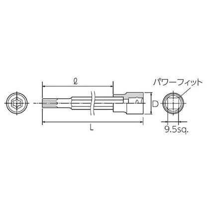 KTC 京都機械工具 9.5SQ ロングT型トルクスソケット T30 BT3-T30L ソケット 工具 ツール DIY 作業工具