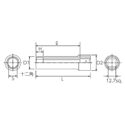 KTC 京都機械工具 12.7SQ ディープソケット 12角 27mm B4L-27W ソケット 工具 ツール DIY 作業工具