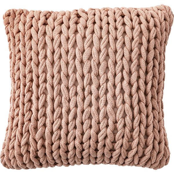 ニット クッション 約幅40×奥行40×高さ16cm ピンク インド 綿 コットン くすみカラー リビング ソファ インテリア雑貨
