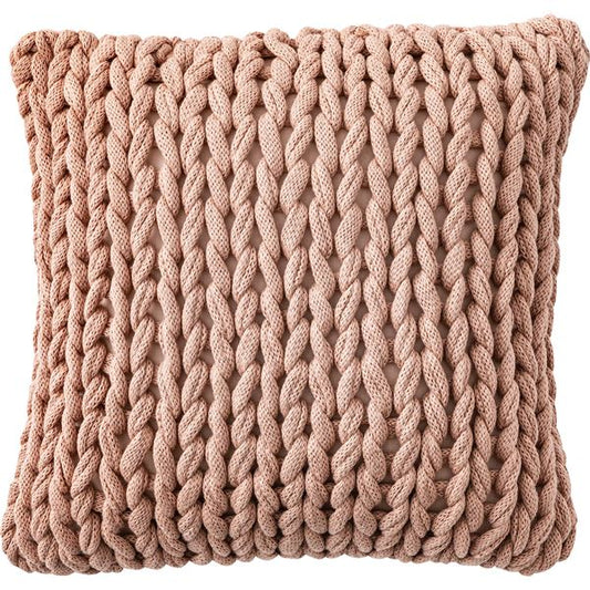 ニット クッション 約幅40×奥行40×高さ16cm ピンク インド 綿 コットン くすみカラー リビング ソファ インテリア雑貨