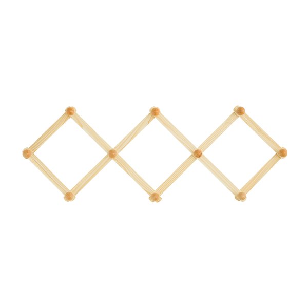 コートハンガー【アコーディオン10玉】(ナチュラル) 壁掛けフック/木製(天然木)/北欧風/ウォールハンガー/コート掛け/帽子掛け/省スペース/完成品/NK-044