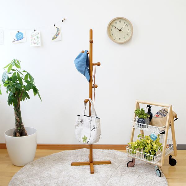 ポールハンガー 約幅37cm ブラウン 天然木 コートハンガー インテリア家具 収納家具 寝室家具 組立品