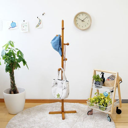ポールハンガー 約幅37cm ブラウン 天然木 コートハンガー インテリア家具 収納家具 寝室家具 組立品