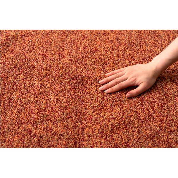 マット 約 幅50×奥行80cm オレンジ 玄関マット フロアマット 敷物 キッチンマット 生活雑貨 日用雑貨 ブークレ生地